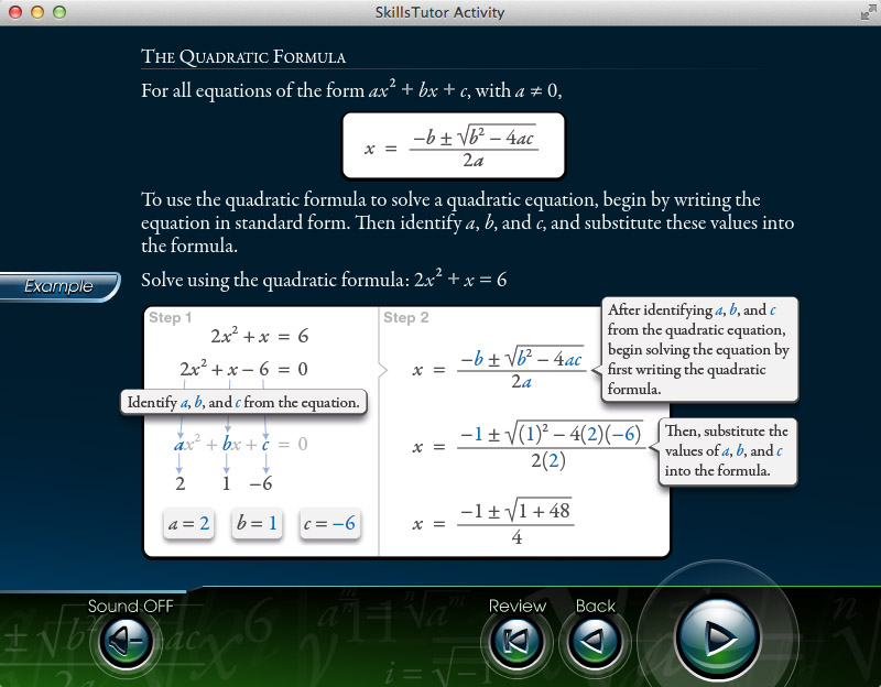 Algebra 2 Quadratic Formula page 1