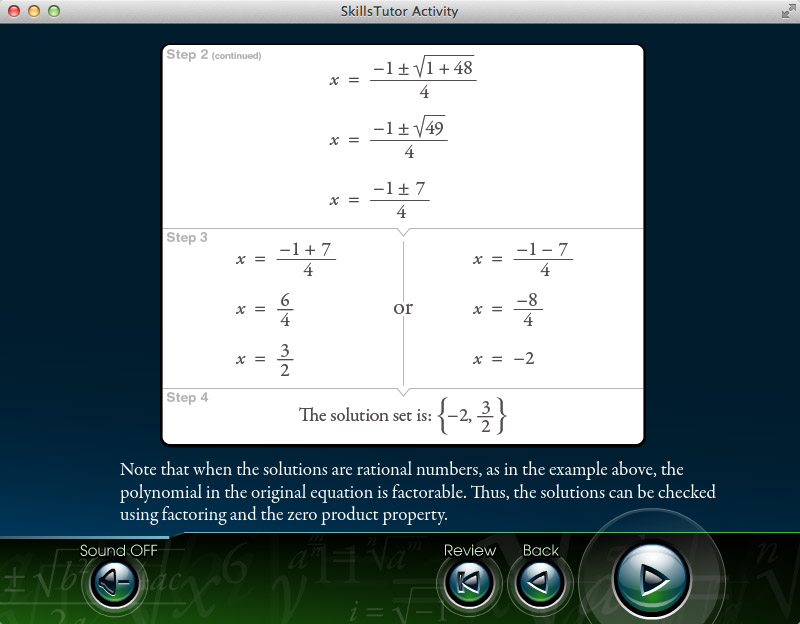 Algebra 2 Quadratic Formula page 2
