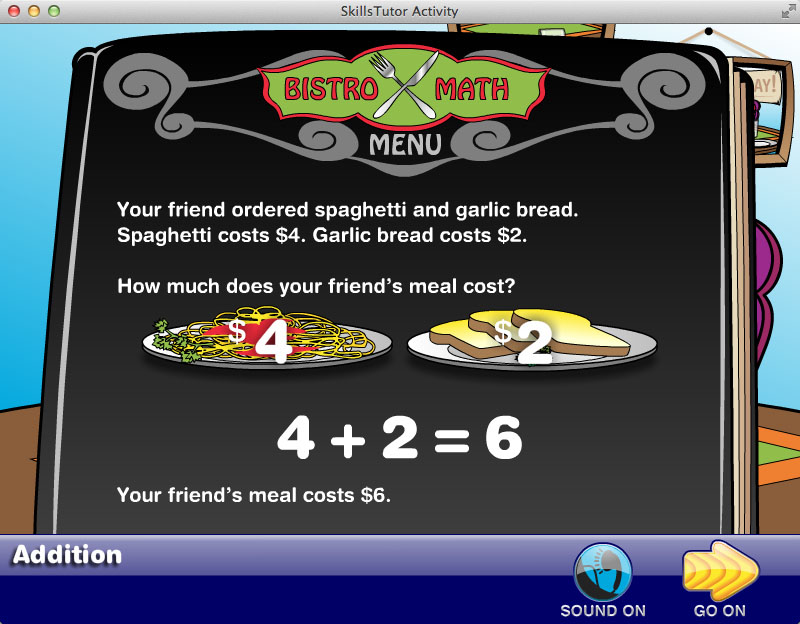 Math Fact Fluency Restaurant Scene Facts Explanation
