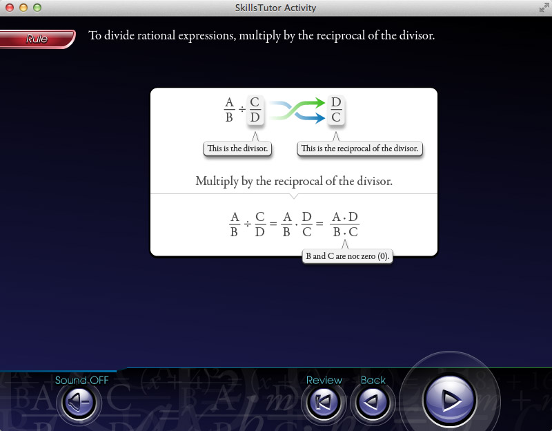 Algebra 1 Dividing Rational Expressions
