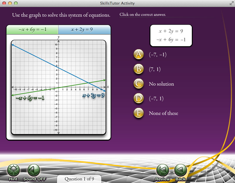 Algebra 1 Solve for System of Equations