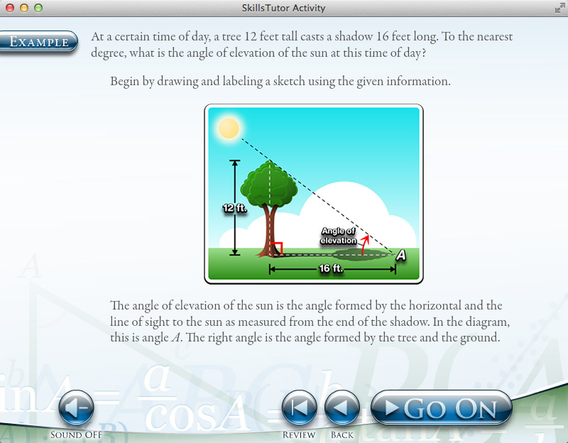 Algebra 1 Trigonometry Angle of Elevation Problem