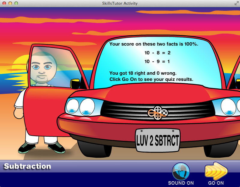 Math Fact Fluency Beach Car Trip Scene Closing