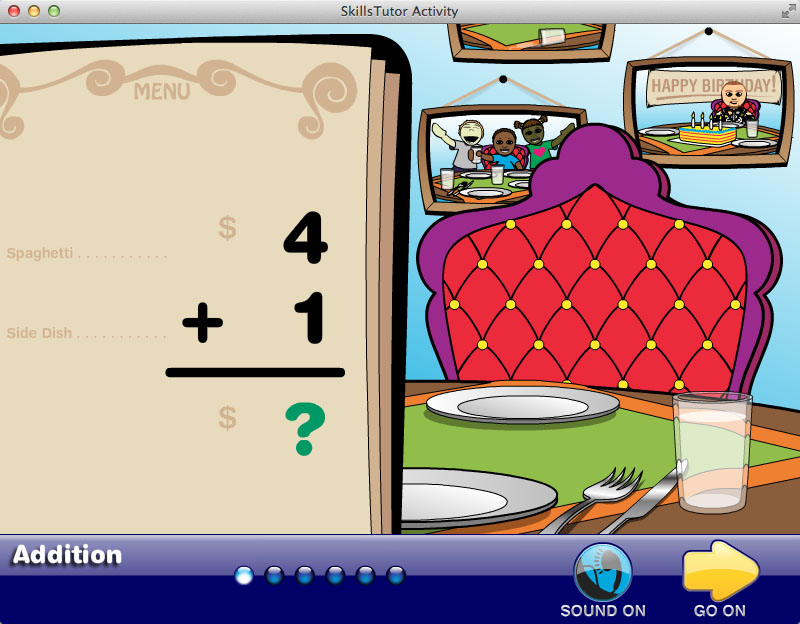 Math Fact Fluency Restaurant Scene Practice