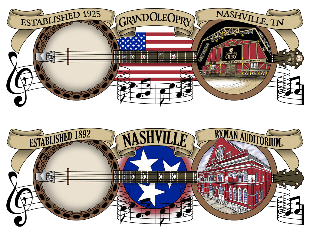 Grand Ole Opry and Ryman Auditorium Custom Art