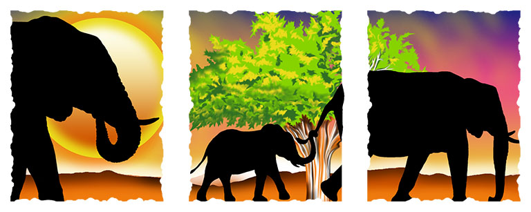 Silhouette Elephants Design