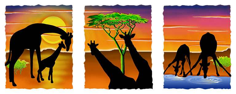 Silhouette Giraffes Design