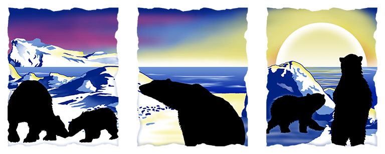Silhouette Polar Bears Design